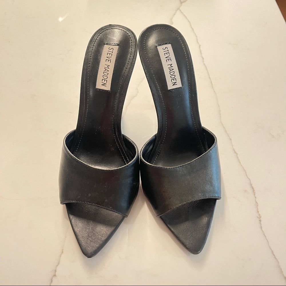 Open toe mule sandal heels